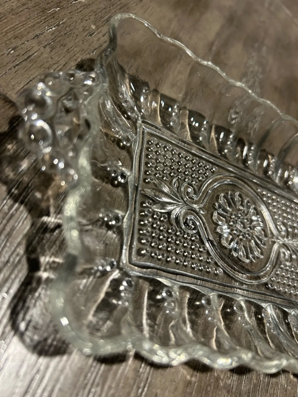 Vintage (ca 1956) Anchor Hocking Rectangular Pressed Glass Relish Dish #156 EUC